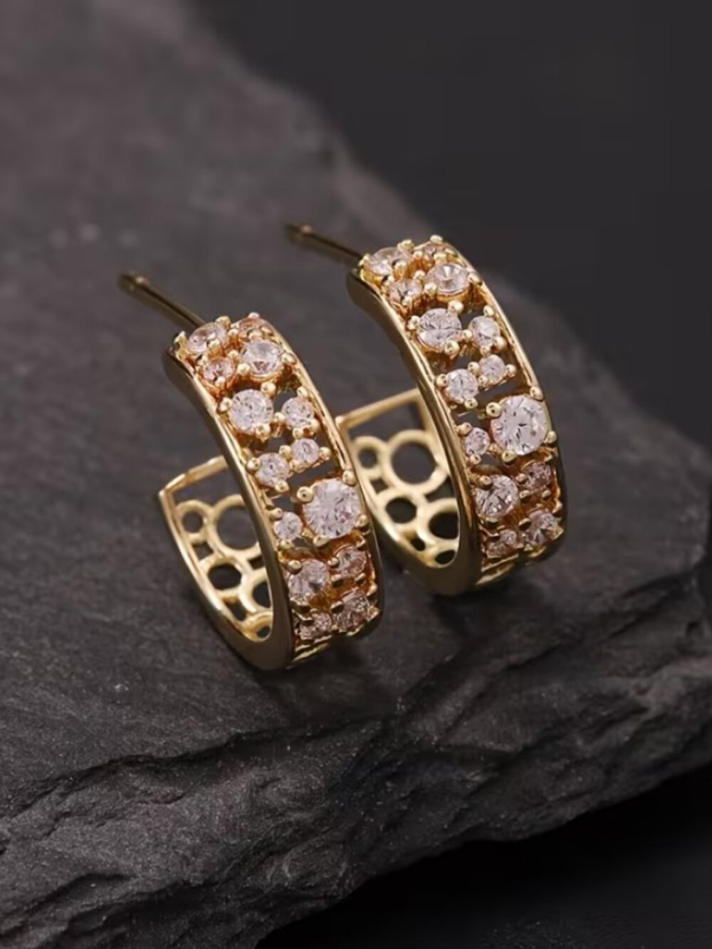 14K Gold Womens Small 2ct Diamond Hoop Earrings Ladies New 14 K Silver Jewelry